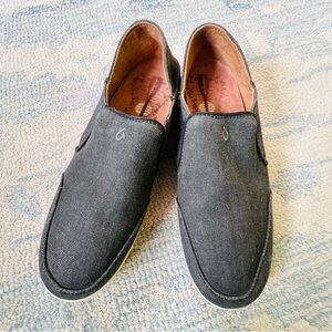OluKai Waialua Canvas Shoes with Anatomical Footbed Charcoal Gray SIZE 10